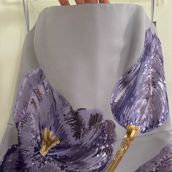 Amsale Sequin Floral Cocktail Dress - Picture 7 of 10